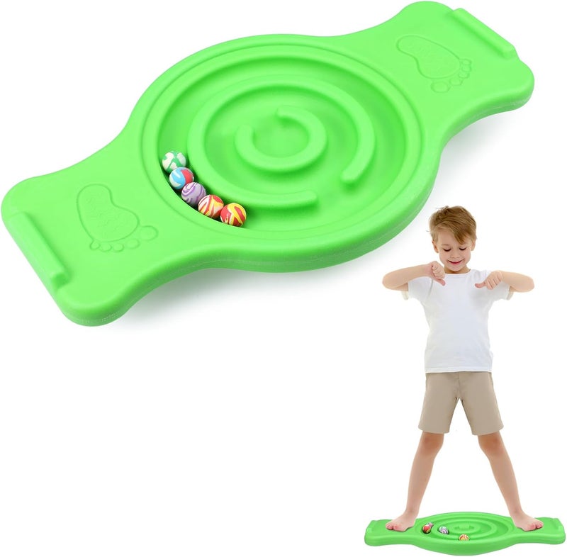Seenelling Maze Balance Board for Kids Plastic Wobble Rocker Balance Board with Mini Balls Load 220lb Balance Game with Handles for Toddler Balancing Exercise Equipment Game, 24.5 x 11.8 Inch - Image 1